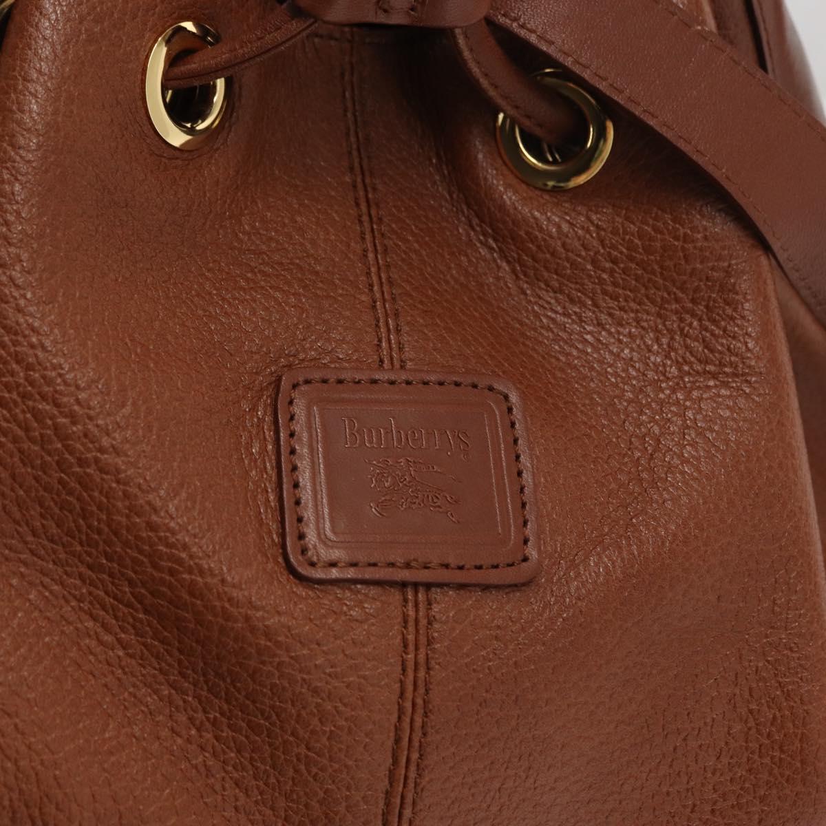 Burberrys Purse Shoulder Bag Leather Brown Gold Auth mr1802