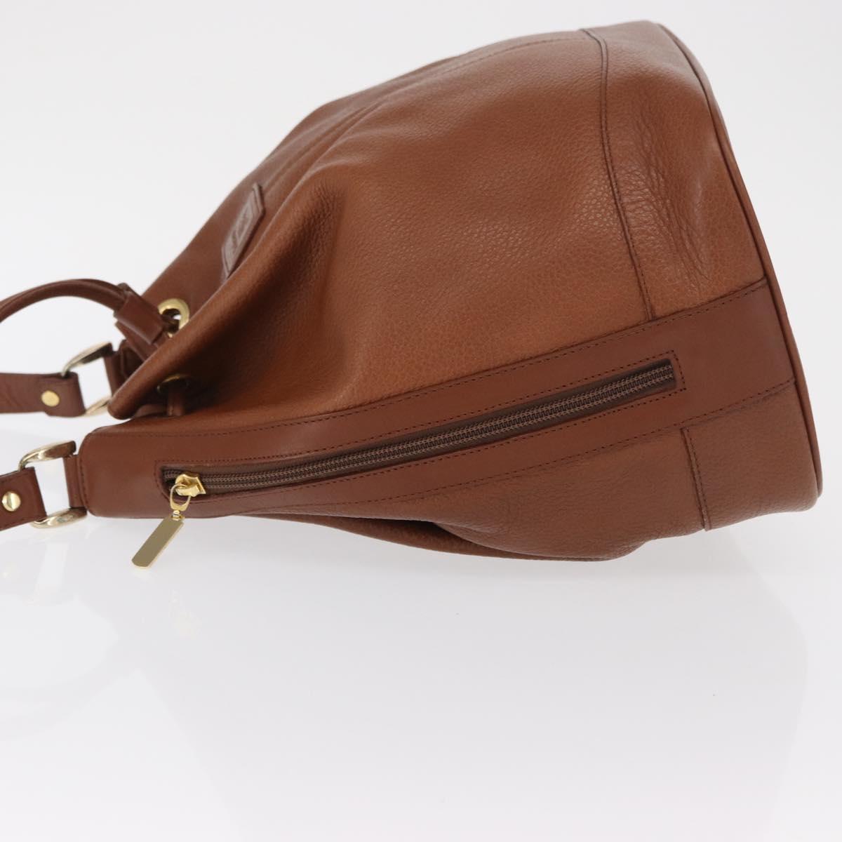 Burberrys Purse Shoulder Bag Leather Brown Gold Auth mr1802