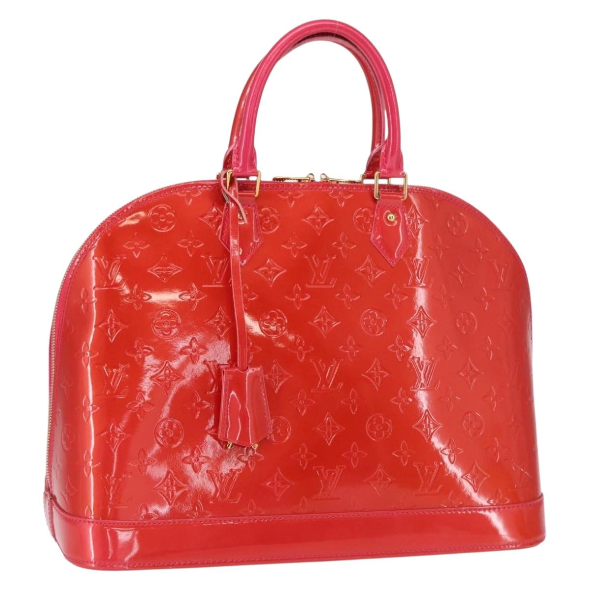 LOUIS VUITTON Monogram Vernis Alma GM Hand Bag Rose Pop M93625 LV Auth mr1803