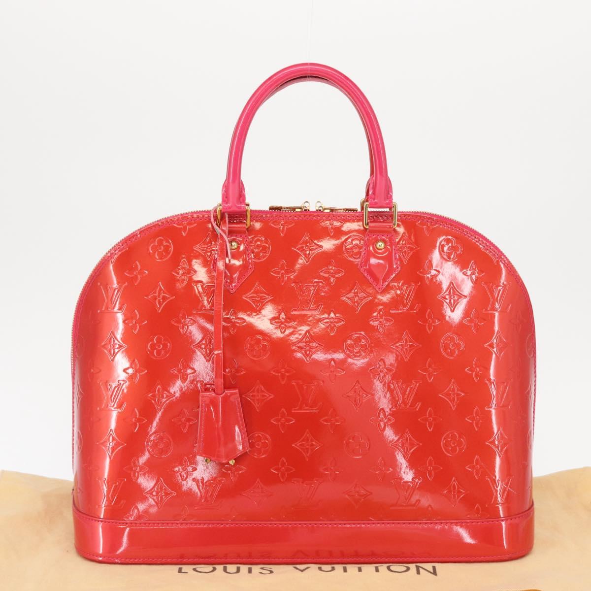LOUIS VUITTON Monogram Vernis Alma GM Hand Bag Rose Pop M93625 LV Auth mr1803