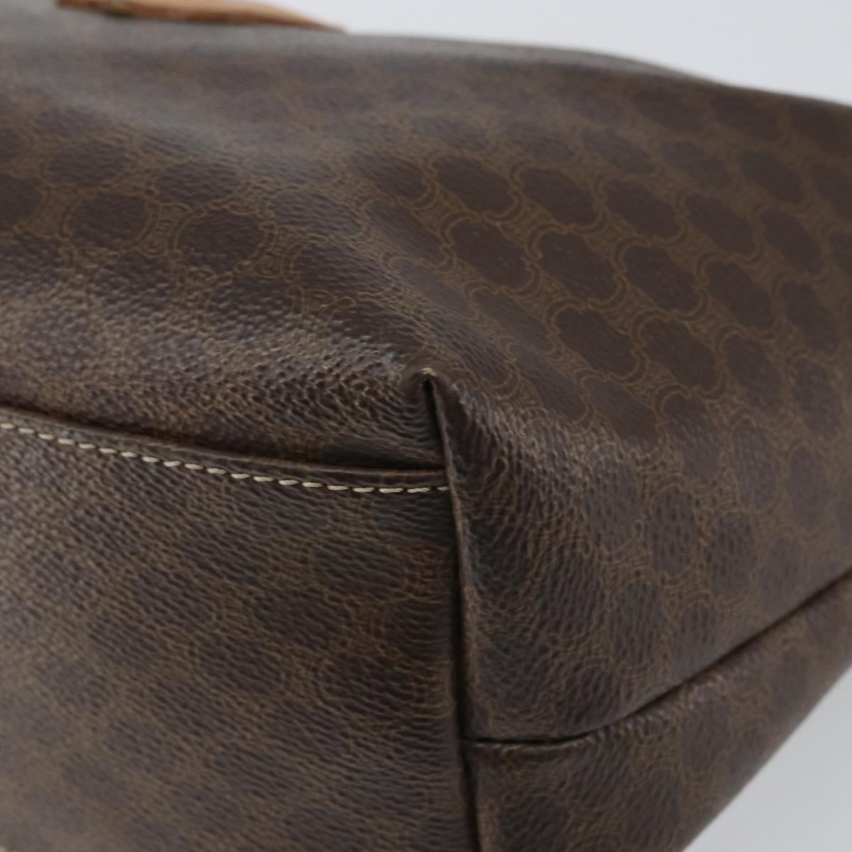 CELINE Macadam Canvas Accessory Pouch PVC Brown Gold Auth mr1813