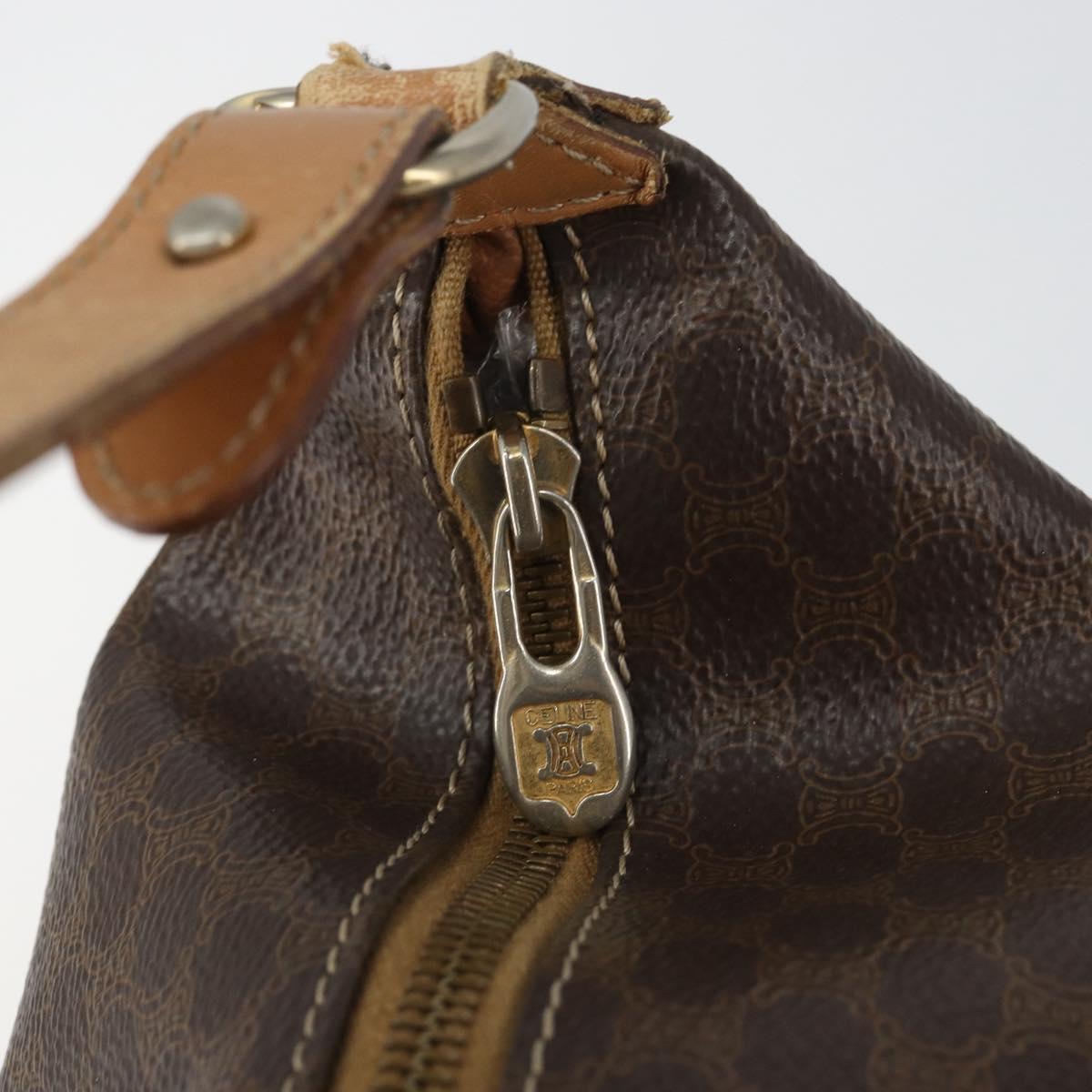 CELINE Macadam Canvas Accessory Pouch PVC Brown Gold Auth mr1813