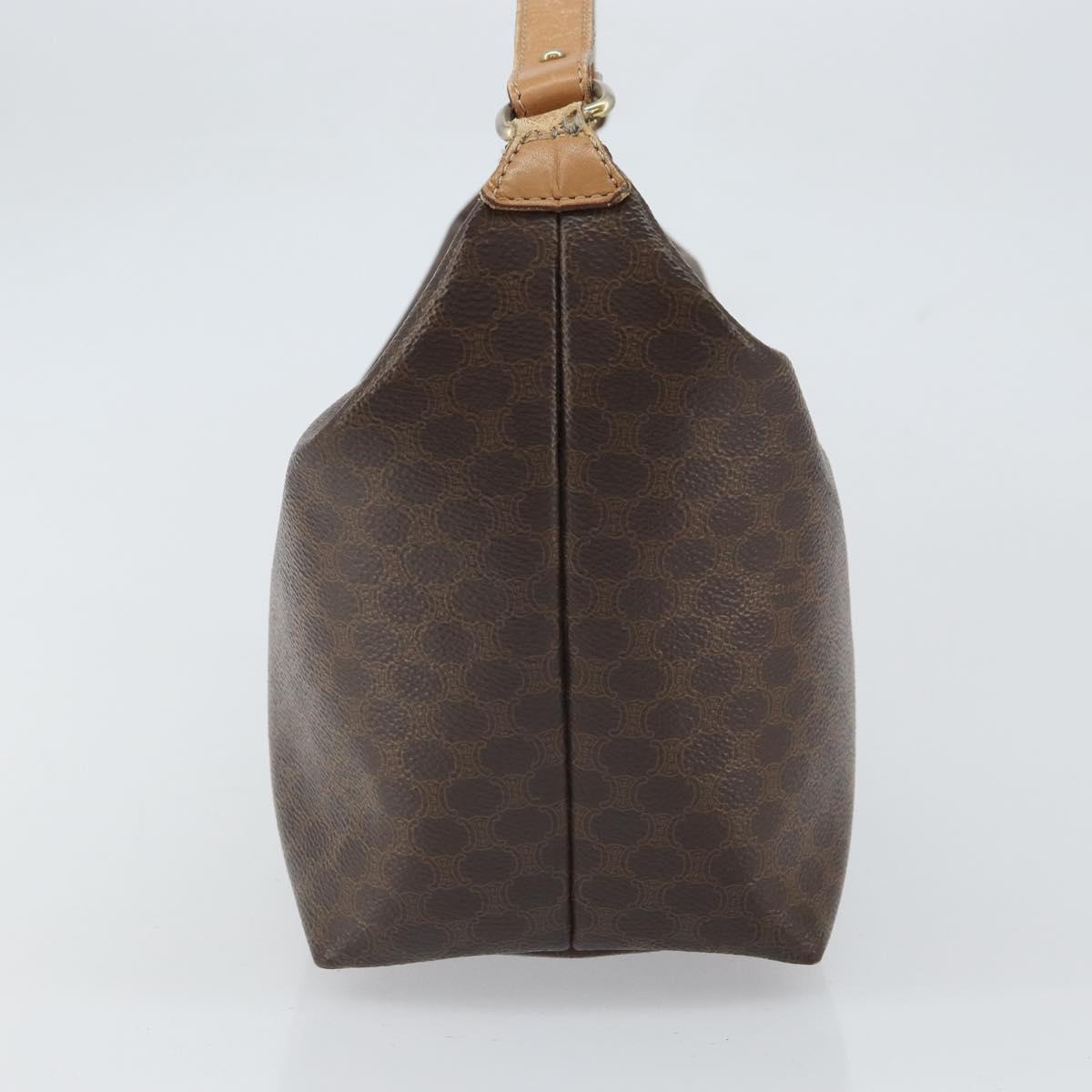 CELINE Macadam Canvas Accessory Pouch PVC Brown Gold Auth mr1813