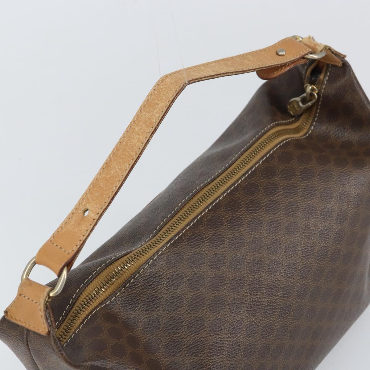 CELINE Macadam Canvas Accessory Pouch PVC Brown Gold Auth mr1813