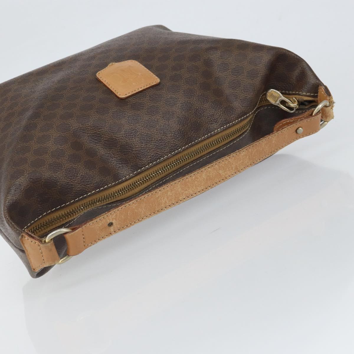CELINE Macadam Canvas Accessory Pouch PVC Brown Gold Auth mr1813