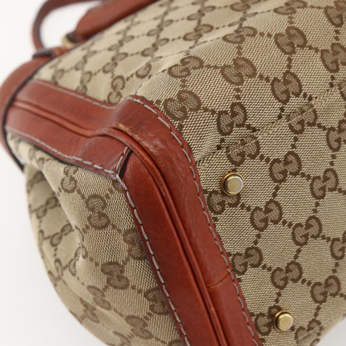 GUCCI GG Canvas Hand Bag Beige Gold 247183 Auth mr1815