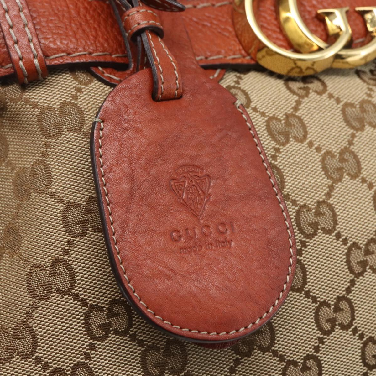 GUCCI GG Canvas Hand Bag Beige Gold 247183 Auth mr1815
