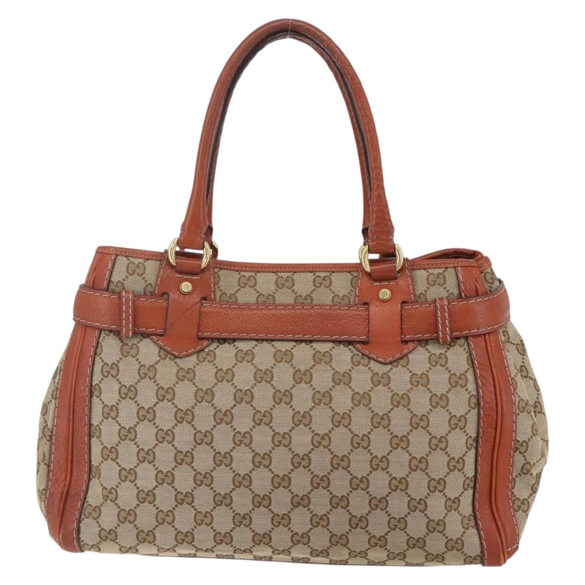GUCCI GG Canvas Hand Bag Beige Gold 247183 Auth mr1815