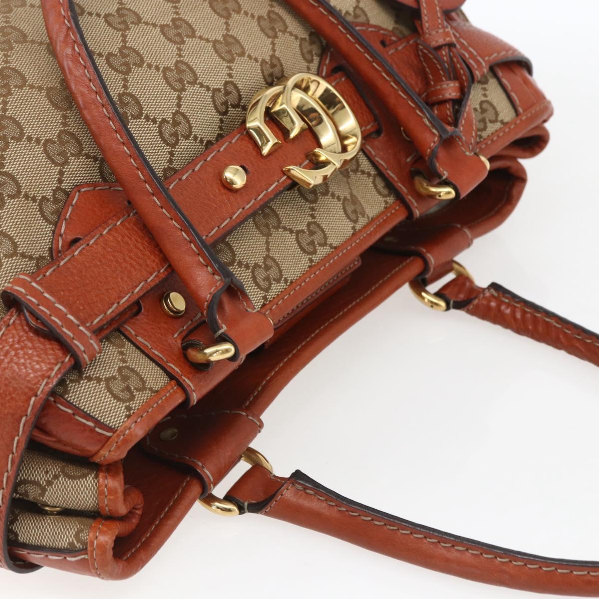 GUCCI GG Canvas Hand Bag Beige Gold 247183 Auth mr1815