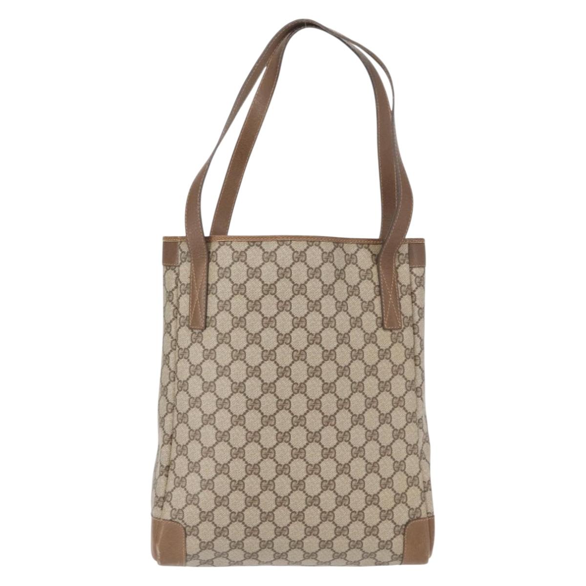GUCCI GG Supreme Tote Bag PVC Beige Gold 002 115 0035 Auth mr1816