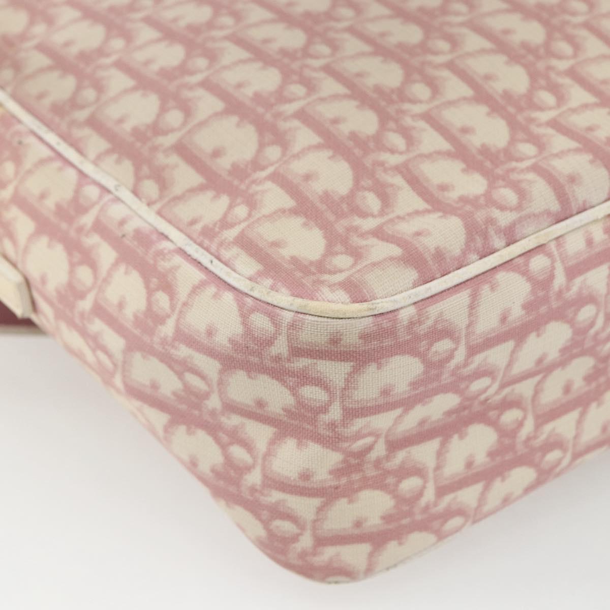 Christian Dior Trotter Canvas Shoulder Bag Pink Silver Auth mr1817