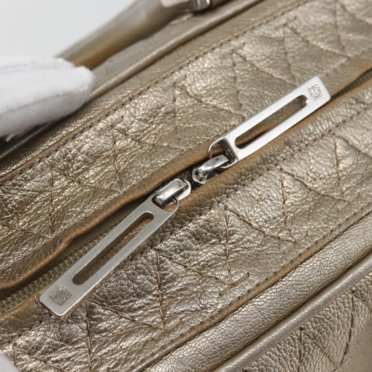 LOEWE Anagram Americana 28 Hand Bag Leather Gold Auth mr1819