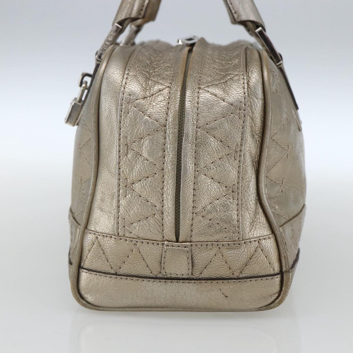 LOEWE Anagram Americana 28 Hand Bag Leather Gold Auth mr1819