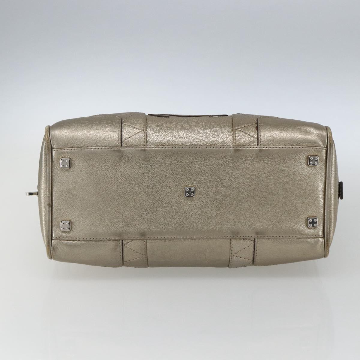 LOEWE Anagram Americana 28 Hand Bag Leather Gold Auth mr1819