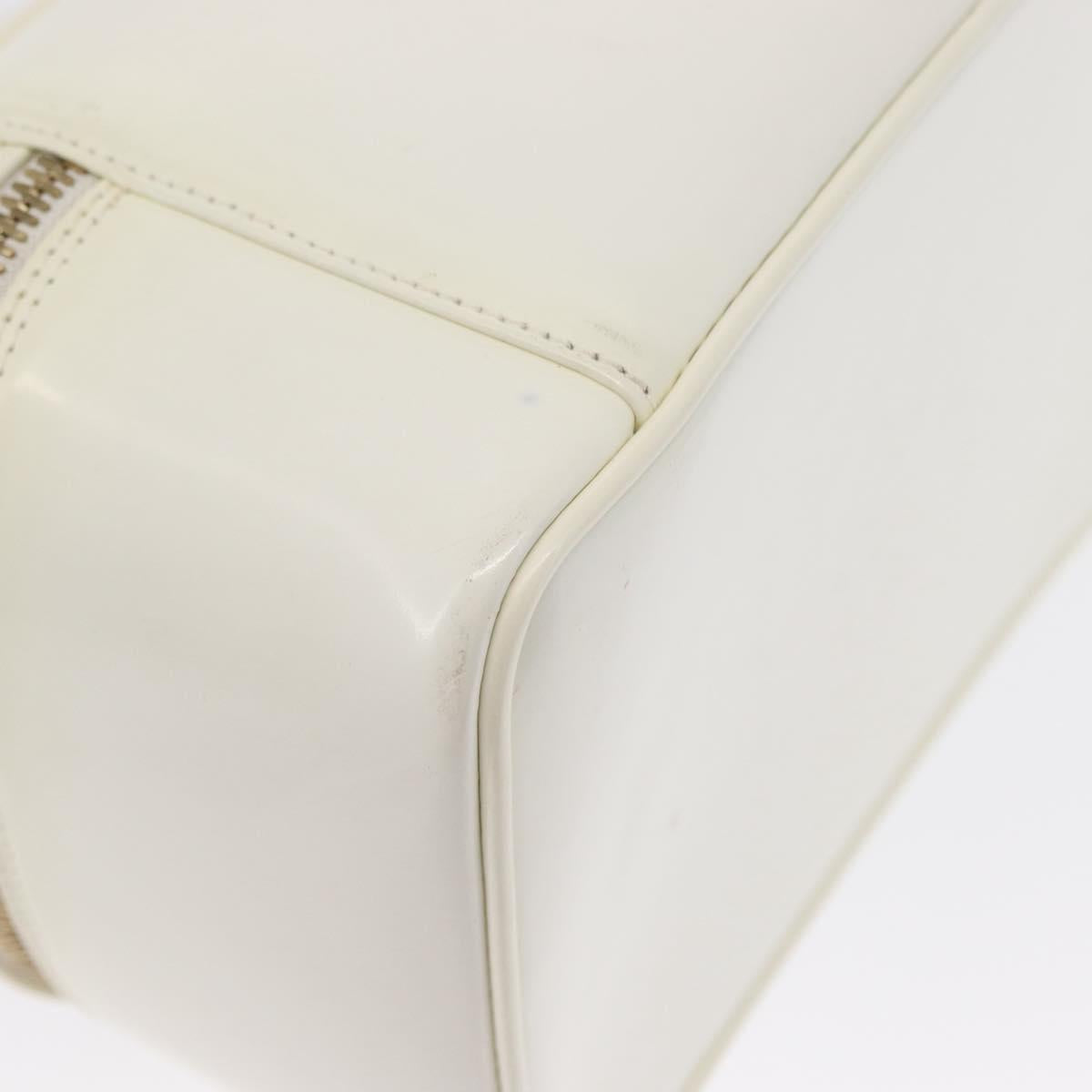 GUCCI Vanity Cosmetic Pouch Leather White Gold 032 1956 0150 Auth mr1827