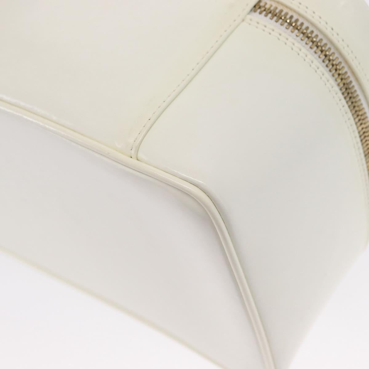 GUCCI Vanity Cosmetic Pouch Leather White Gold 032 1956 0150 Auth mr1827