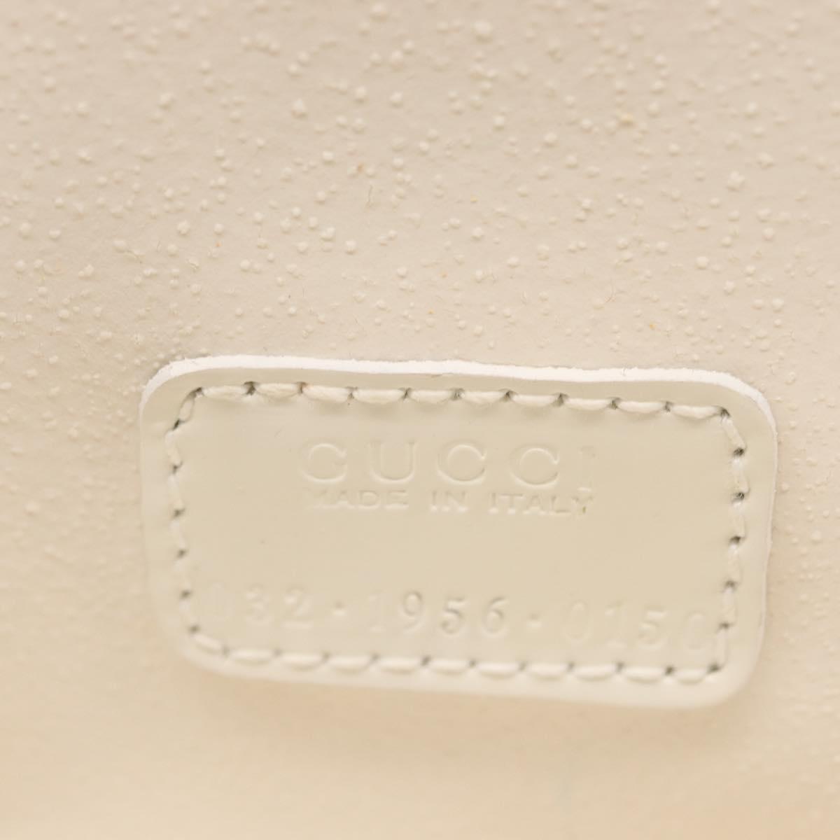 GUCCI Vanity Cosmetic Pouch Leather White Gold 032 1956 0150 Auth mr1827
