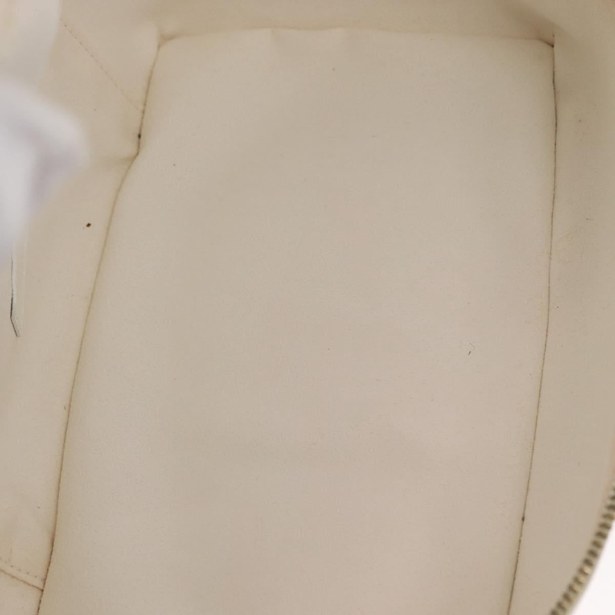 GUCCI Vanity Cosmetic Pouch Leather White Gold 032 1956 0150 Auth mr1827