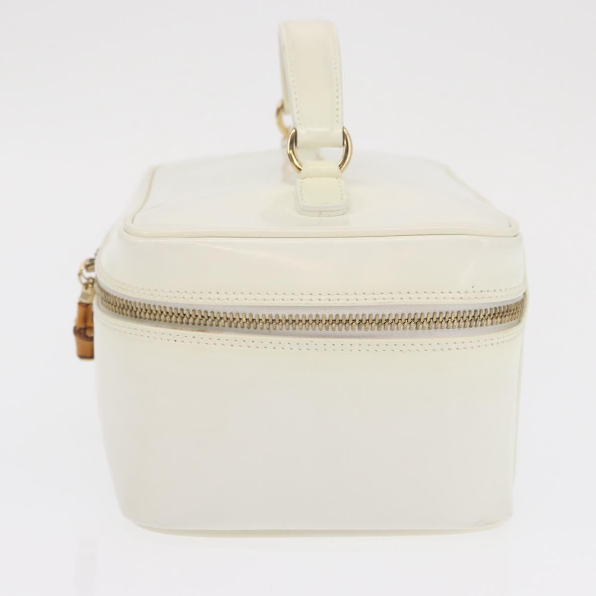 GUCCI Vanity Cosmetic Pouch Leather White Gold 032 1956 0150 Auth mr1827