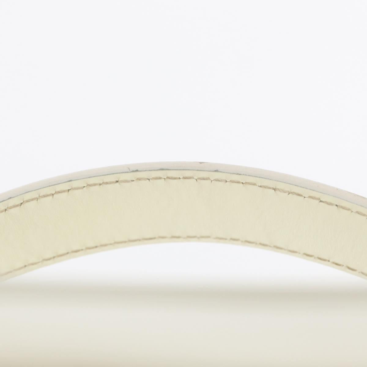 GUCCI Vanity Cosmetic Pouch Leather White Gold 032 1956 0150 Auth mr1827