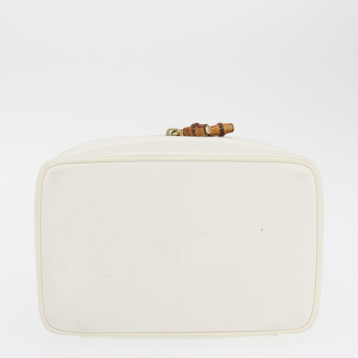 GUCCI Vanity Cosmetic Pouch Leather White Gold 032 1956 0150 Auth mr1827