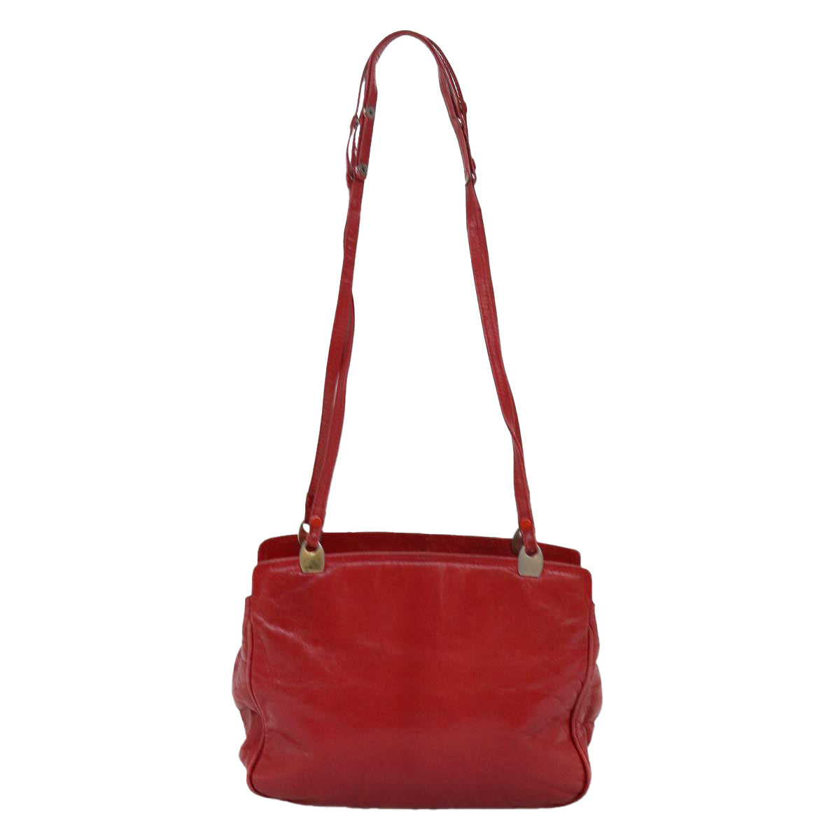 BOTTEGA VENETA Shoulder Bag Leather Red Auth mr183