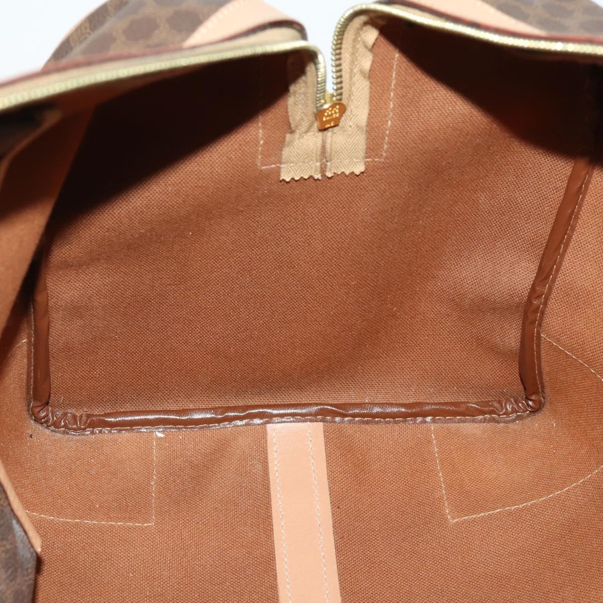 CELINE Macadam Canvas Boston Bag PVC Leather Brown Gold Auth mr1830