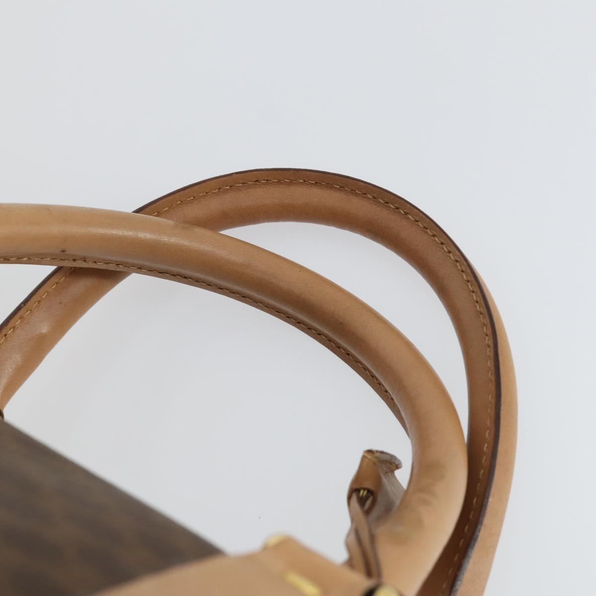 CELINE Macadam Canvas Boston Bag PVC Leather Brown Gold Auth mr1830