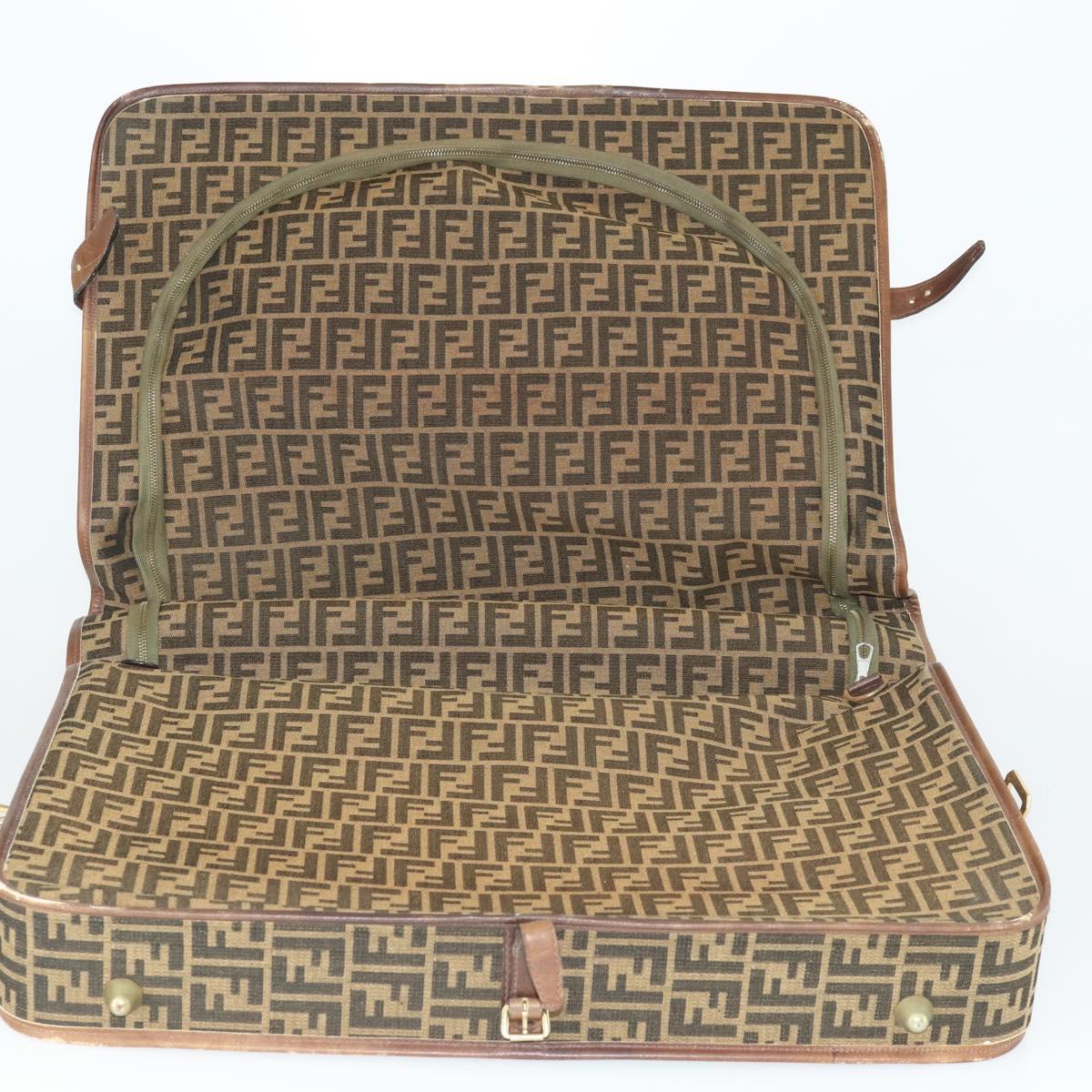 FENDI Zucca Canvas Garment Cover Brown Black gold Auth mr1832