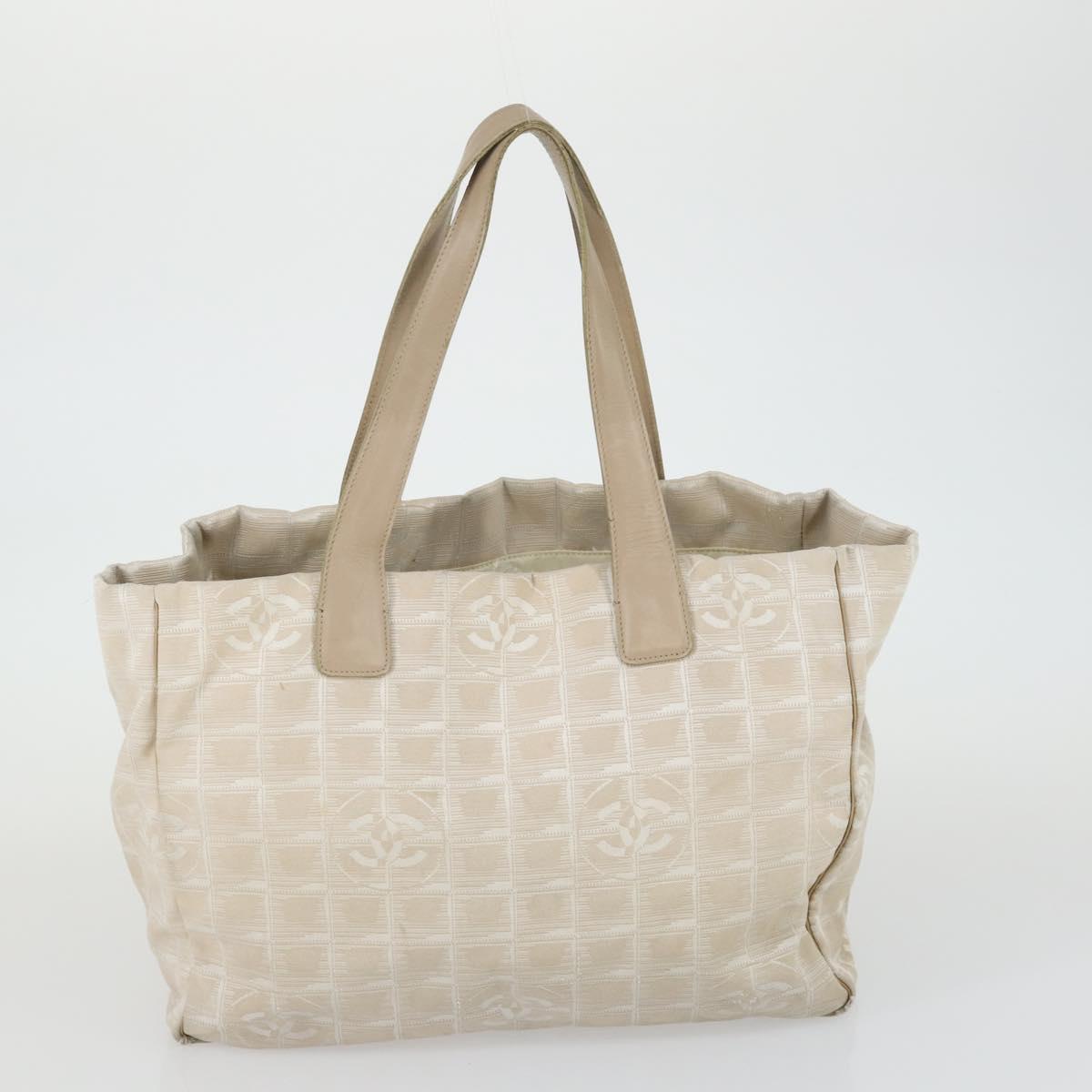 CHANEL New Travel line Tote Bag Nylon 2 Set Pink Beige CC Auth mr1839