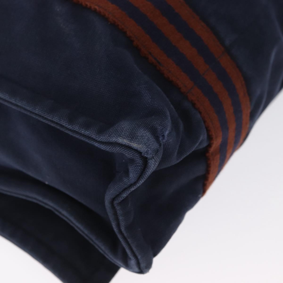 HERMES Bassus PM Shoulder Bag Canvas Navy Silver Auth mr1841