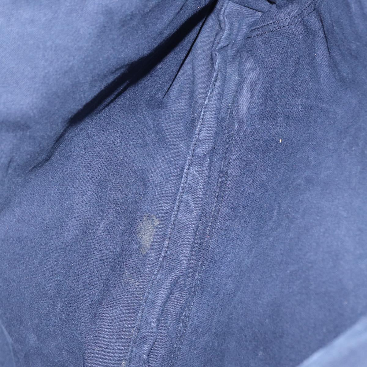 HERMES Bassus PM Shoulder Bag Canvas Navy Silver Auth mr1841