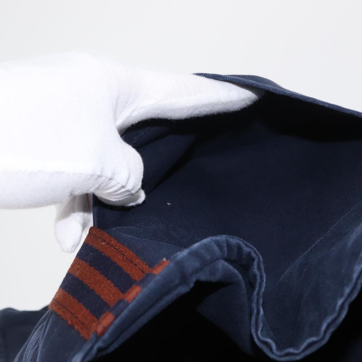 HERMES Bassus PM Shoulder Bag Canvas Navy Silver Auth mr1841