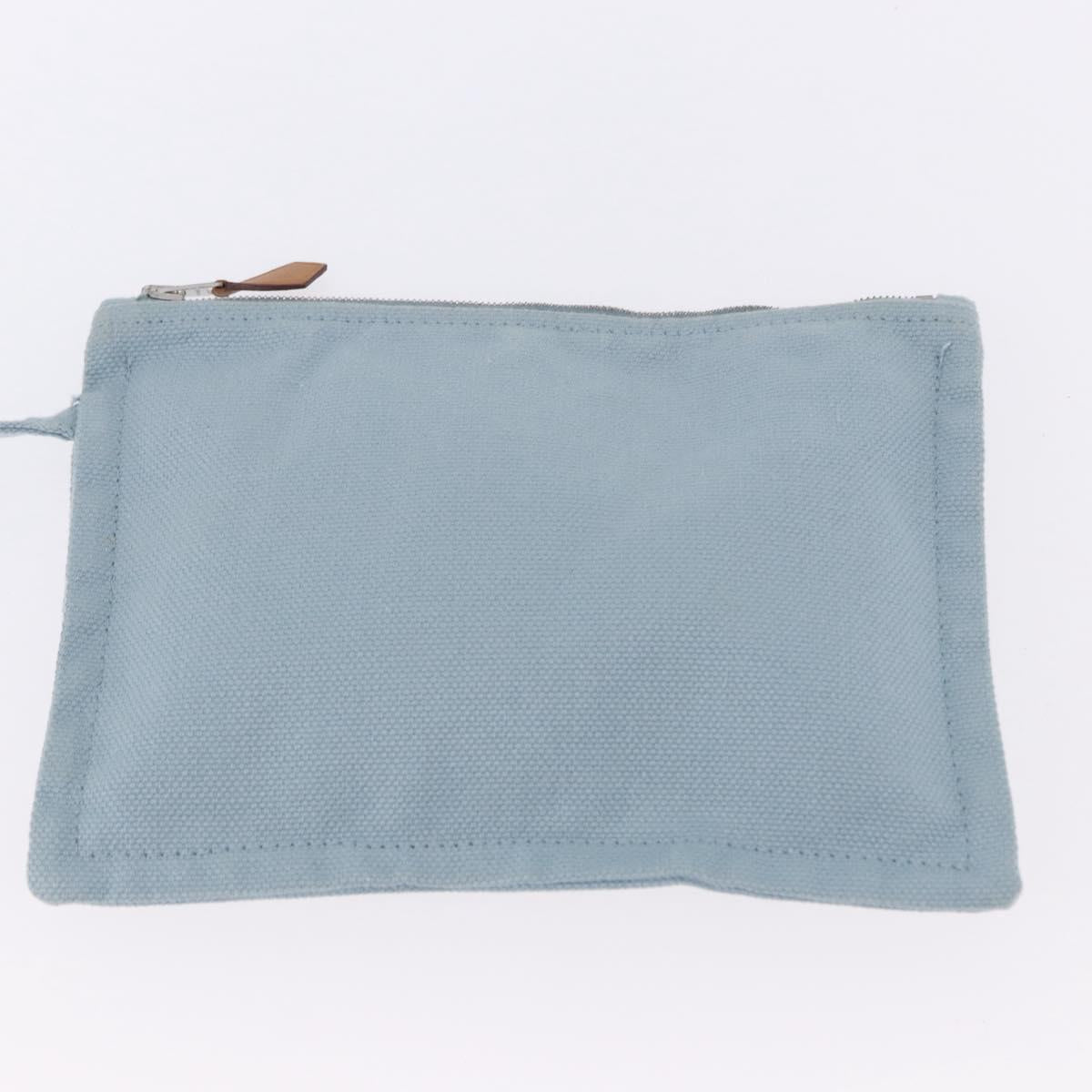 HERMES Bora Bora MM Hand Bag Canvas 2 Set Baby Blue Silver Auth mr1842
