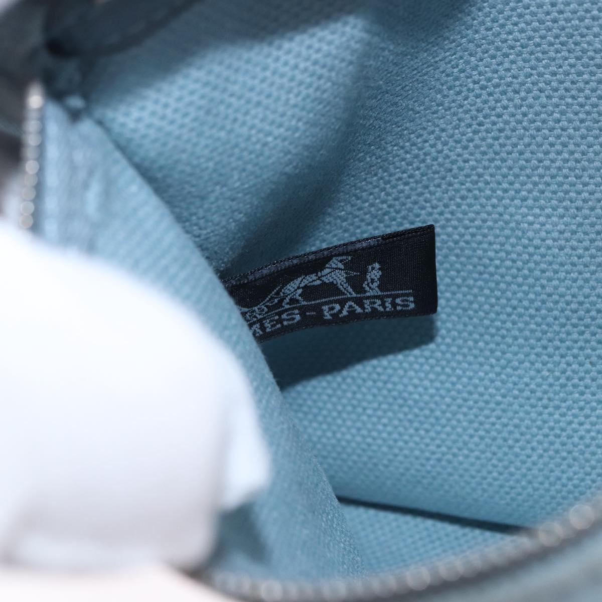 HERMES Bora Bora MM Hand Bag Canvas 2 Set Baby Blue Silver Auth mr1842