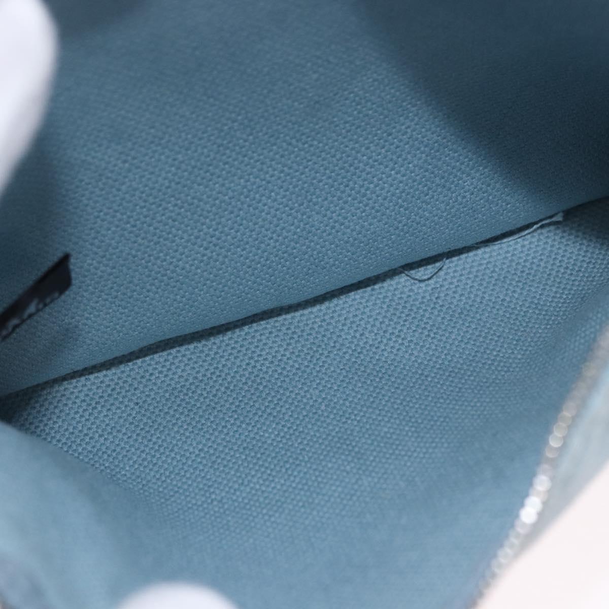 HERMES Bora Bora MM Hand Bag Canvas 2 Set Baby Blue Silver Auth mr1842