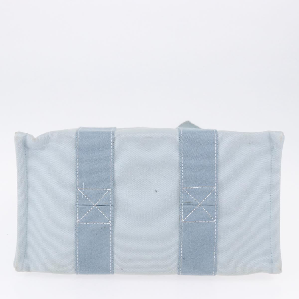 HERMES Bora Bora MM Hand Bag Canvas 2 Set Baby Blue Silver Auth mr1842