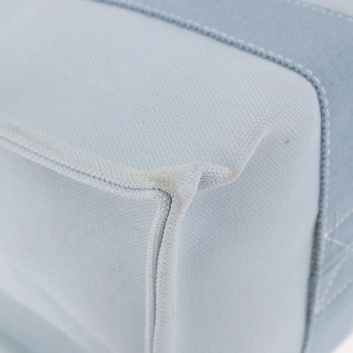HERMES Bora Bora MM Hand Bag Canvas 2 Set Baby Blue Silver Auth mr1842