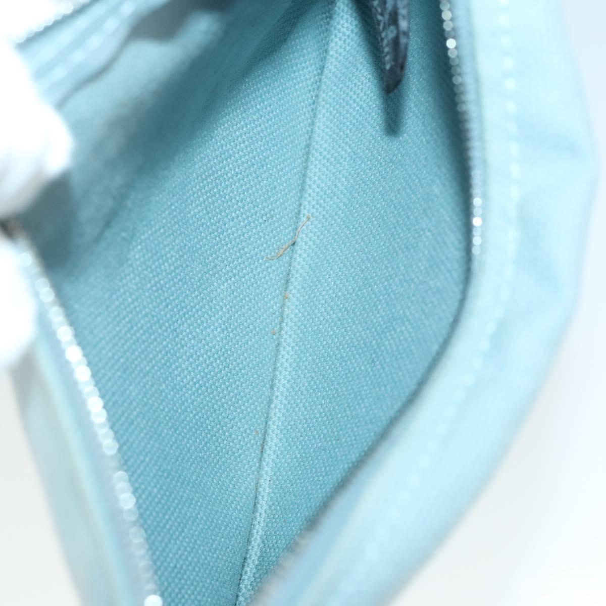HERMES Bora Bora MM Hand Bag Canvas 2 Set Baby Blue Silver Auth mr1842