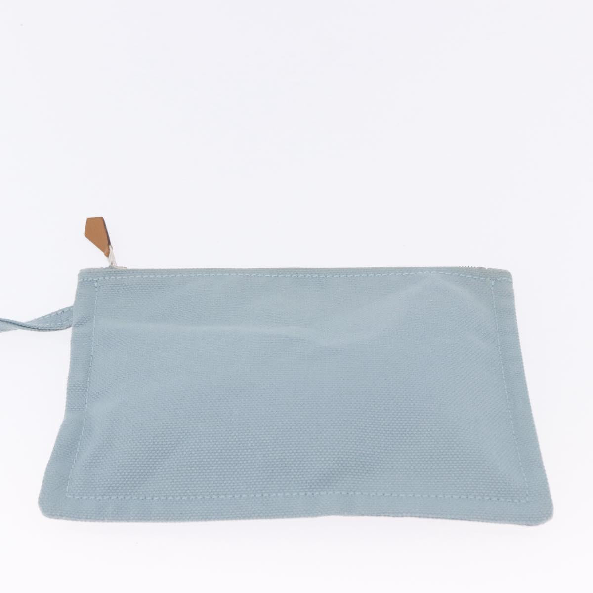 HERMES Bora Bora MM Hand Bag Canvas 2 Set Baby Blue Silver Auth mr1842