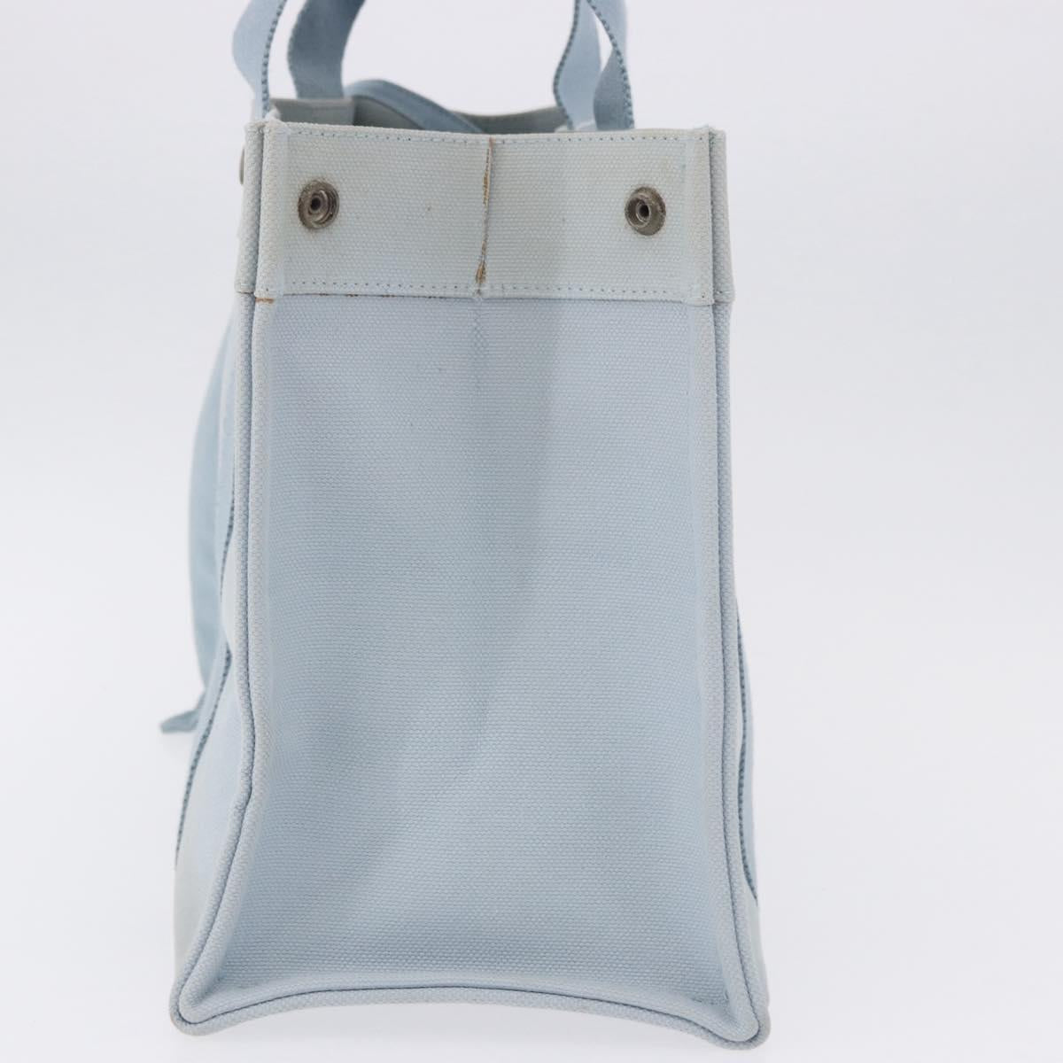 HERMES Bora Bora MM Hand Bag Canvas 2 Set Baby Blue Silver Auth mr1842