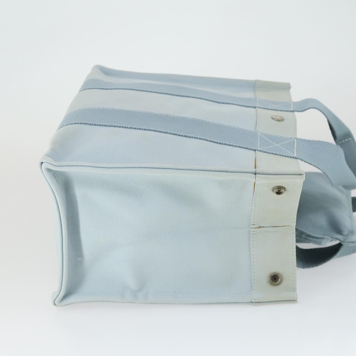 HERMES Bora Bora MM Hand Bag Canvas 2 Set Baby Blue Silver Auth mr1842