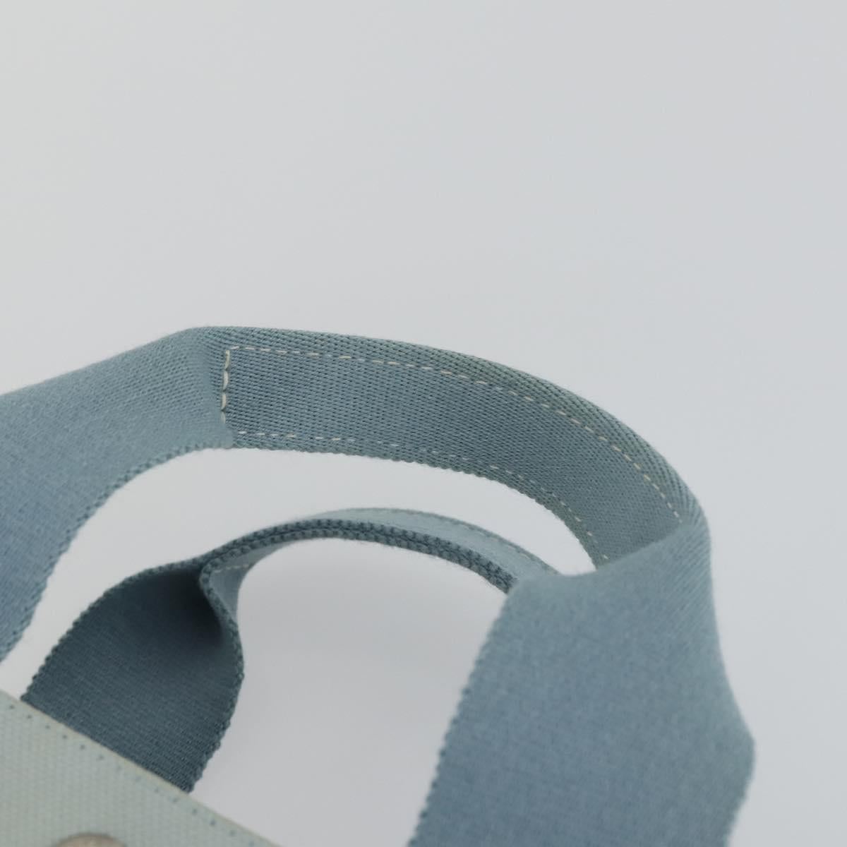 HERMES Bora Bora MM Hand Bag Canvas 2 Set Baby Blue Silver Auth mr1842