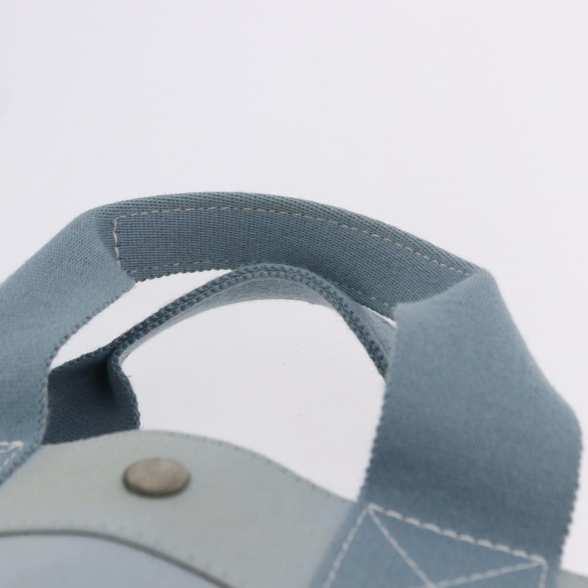 HERMES Bora Bora MM Hand Bag Canvas 2 Set Baby Blue Silver Auth mr1842