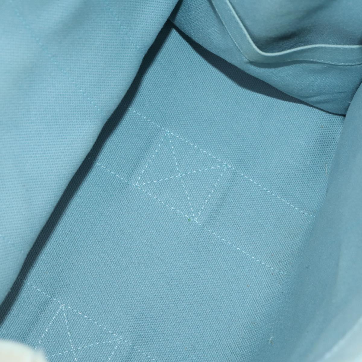 HERMES Bora Bora MM Hand Bag Canvas 2 Set Baby Blue Silver Auth mr1842