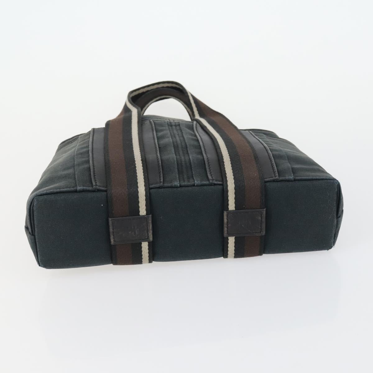 HERMES Trocha Horizontal Tote Bag Canvas 2 Set Gray Black Auth mr1843