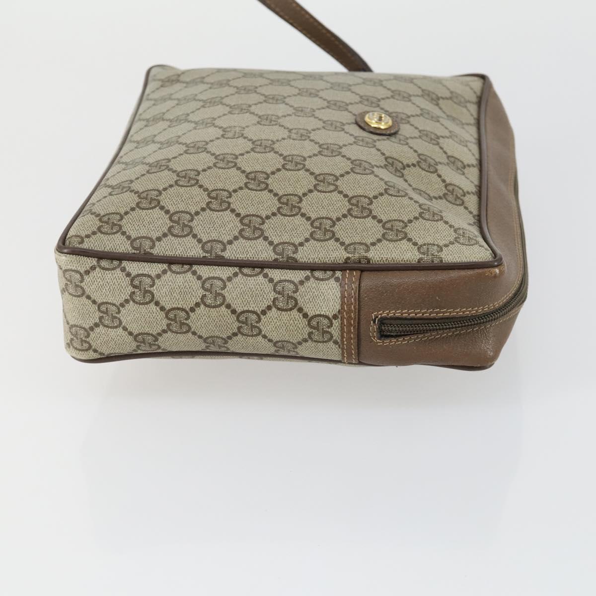 GUCCI GG Supreme Clutch Bag PVC 2 Set Beige Auth mr1845