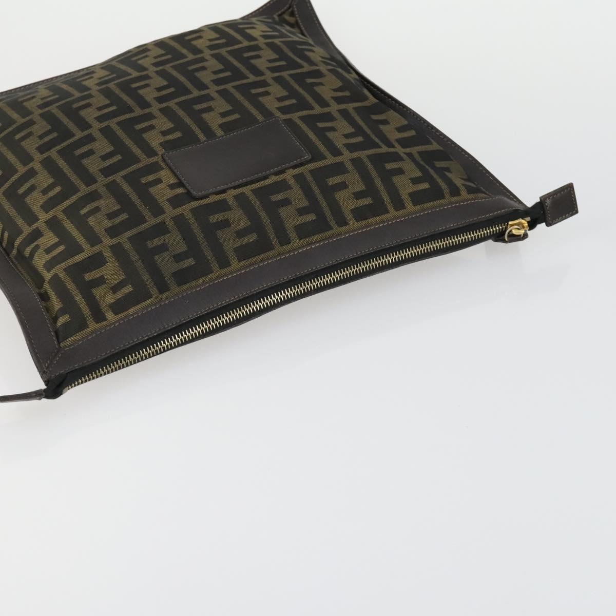 FENDI Zucca Canvas Zucchino Canvas Shoulder Bag 2 Set Black Brown Auth mr1847