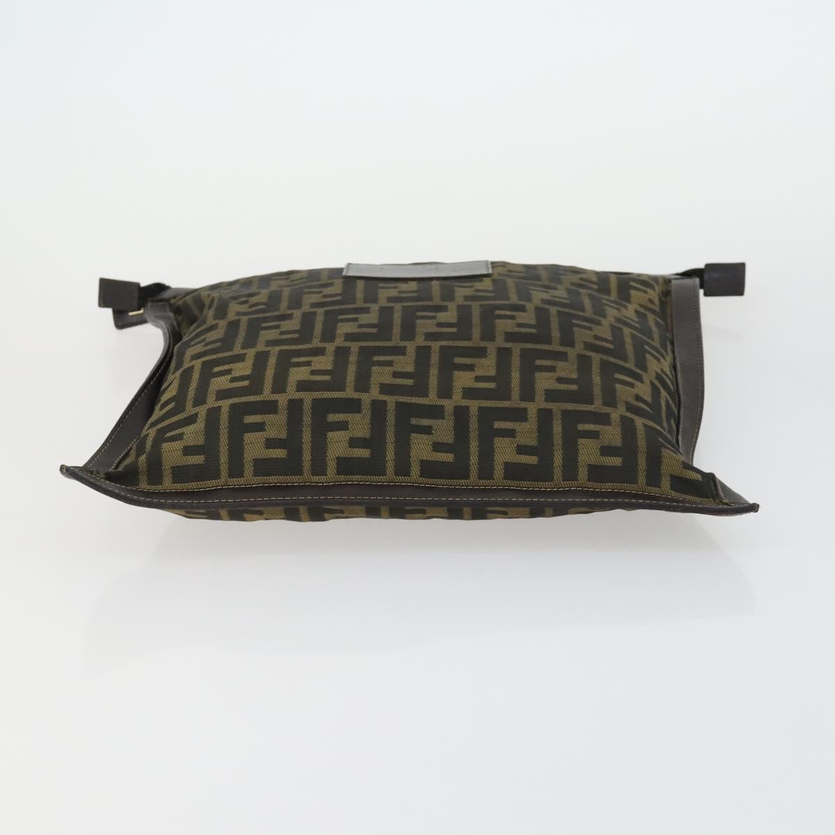 FENDI Zucca Canvas Zucchino Canvas Shoulder Bag 2 Set Black Brown Auth mr1847