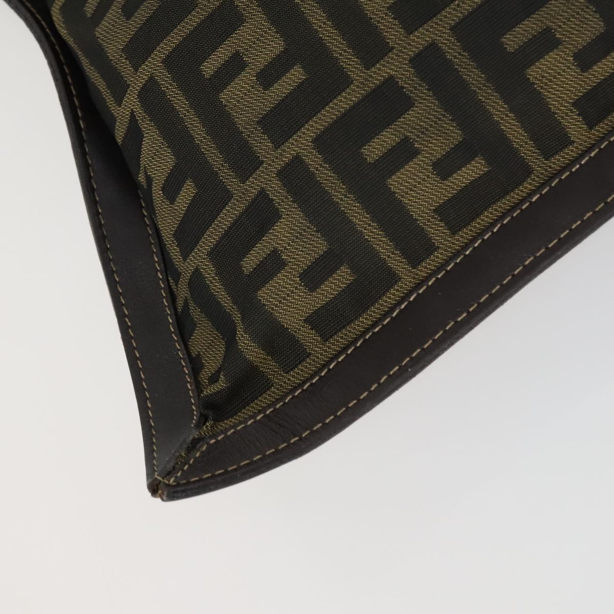FENDI Zucca Canvas Zucchino Canvas Shoulder Bag 2 Set Black Brown Auth mr1847